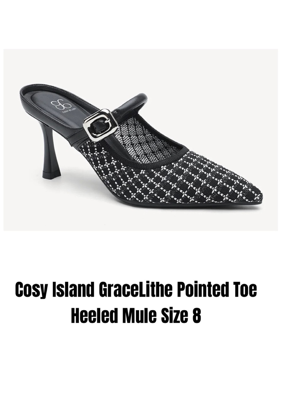 Cosy Island GraceLithe Pointed Toe Heeled Mule Size 8